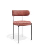 2 Chaises ADELE velours tramé rose vintage pieds chrome – 52x45.5x76.5 cm