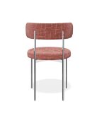 2 Chaises ADELE velours tramé rose vintage pieds chrome – 52x45.5x76.5 cm