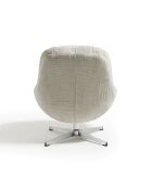 Fauteuil pivotant pied chrome REV velours tramé crème – 76x85x91cm