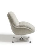 Fauteuil pivotant pied chrome REV velours tramé crème – 76x85x91cm