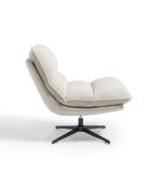 Fauteuil pivotant pied noir NAPA tissu tramé toucher doux crème – 81x95x90cm