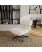 Fauteuil pivotant pied noir NAPA tissu tramé toucher doux crème – 81x95x90cm