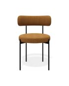 2 Chaises ADELE tissu bouclette moutarde pieds noir – 52x45.5x76.5 cm