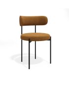 2 Chaises ADELE tissu bouclette moutarde pieds noir – 52x45.5x76.5 cm