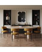 2 Chaises ADELE tissu bouclette moutarde pieds noir – 52x45.5x76.5 cm