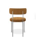 2 Chaises ADELE tissu bouclette moutarde pieds chrome – 52x45.5x76.5 cm