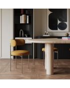 2 Chaises ADELE tissu bouclette moutarde pieds chrome – 52x45.5x76.5 cm