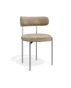 2 Chaises ADELE velours tramé taupe pieds chrome – 52x45.5x76.5 cm