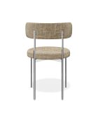 2 Chaises ADELE velours tramé taupe pieds chrome – 52x45.5x76.5 cm