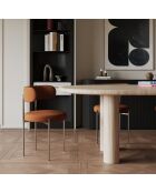 2 Chaises ADELE tissu bouclette terracotta pieds chrome – 52x45.5x76.5 cm