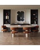 2 Chaises ADELE tissu bouclette terracotta pieds chrome – 52x45.5x76.5 cm