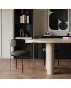 2 Chaises ADELE tissu bouclette kaki pieds noir – 52x45.5x76.5 cm