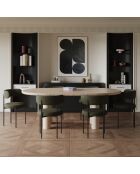 2 Chaises ADELE tissu bouclette kaki pieds noir – 52x45.5x76.5 cm