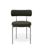 2 Chaises ADELE tissu bouclette kaki pieds chrome – 52x45.5x76.5 cm
