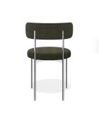 2 Chaises ADELE tissu bouclette kaki pieds chrome – 52x45.5x76.5 cm
