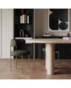 2 Chaises ADELE tissu bouclette kaki pieds chrome – 52x45.5x76.5 cm