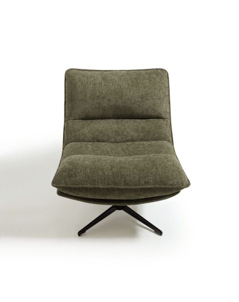 Fauteuil pivotant pied noir NAPA tissu tramé toucher doux vert vintage – 81x95x90cm