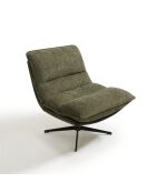 Fauteuil pivotant pied noir NAPA tissu tramé toucher doux vert vintage – 81x95x90cm