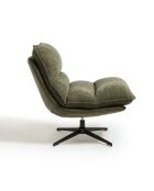 Fauteuil pivotant pied noir NAPA tissu tramé toucher doux vert vintage – 81x95x90cm