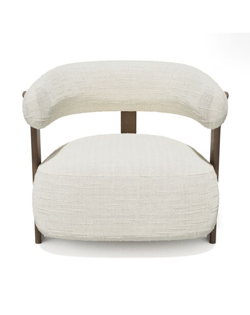Fauteuil RUBI velours tramé crème – 80 x 80 x 73 cm