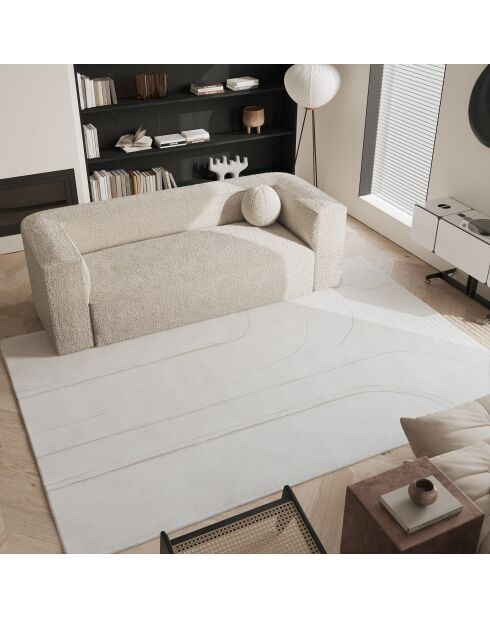 Tapis rectangulaire Jara en laine blanc cassé- 200x300cm