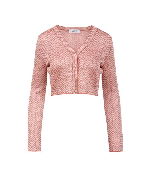 Cardigan à boutons Elwen rayures rose saumon et rose poudre