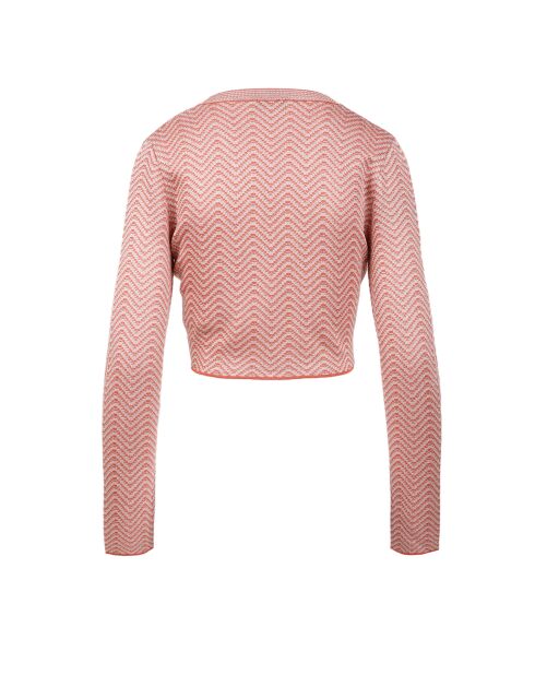 Cardigan à boutons Elwen rayures rose saumon et rose poudre