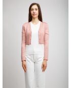 Cardigan à boutons Elwen rayures rose saumon et rose poudre