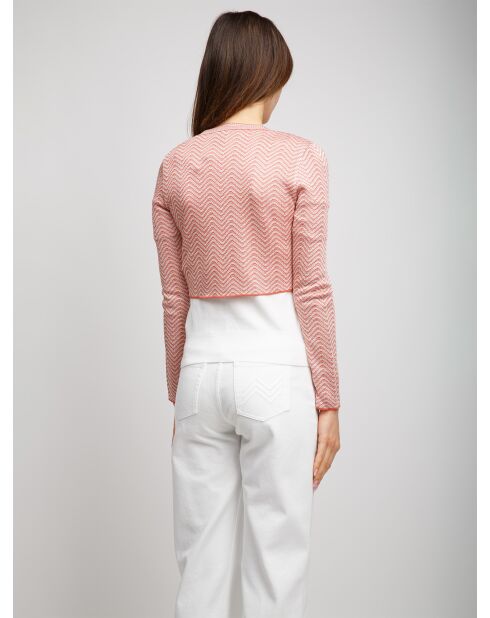 Cardigan à boutons Elwen rayures rose saumon et rose poudre