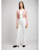 Cardigan à boutons Elwen rayures rose saumon et rose poudre