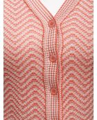 Cardigan à boutons Elwen rayures rose saumon et rose poudre