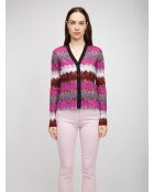 Cardigan à boutons Faëlis nuances de rouge multiples