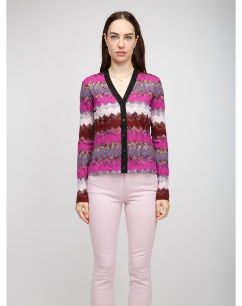 Cardigan à boutons Faëlis nuances de rouge multiples