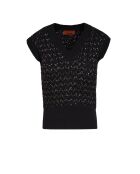 Gilet Éliowen paillettes argentées sur fond noir