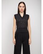 Gilet Éliowen paillettes argentées sur fond noir