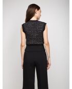 Gilet Éliowen paillettes argentées sur fond noir