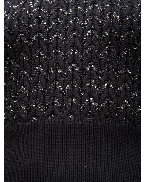 Gilet Éliowen paillettes argentées sur fond noir