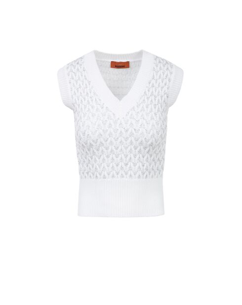 Gilet Nayelis paillettes argentées sur fond blanc