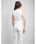 Gilet Nayelis paillettes argentées sur fond blanc