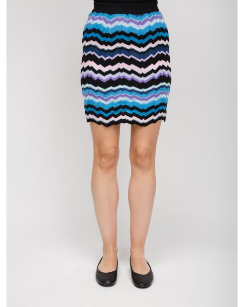 Mini jupe Lorysia multicolore sur base bleue