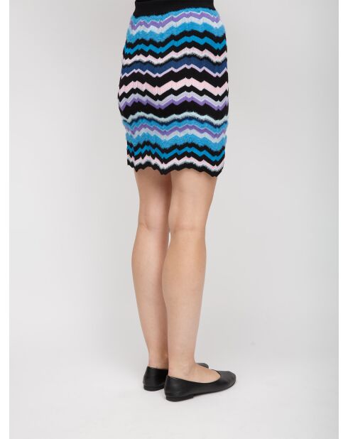 Mini jupe Lorysia multicolore sur base bleue