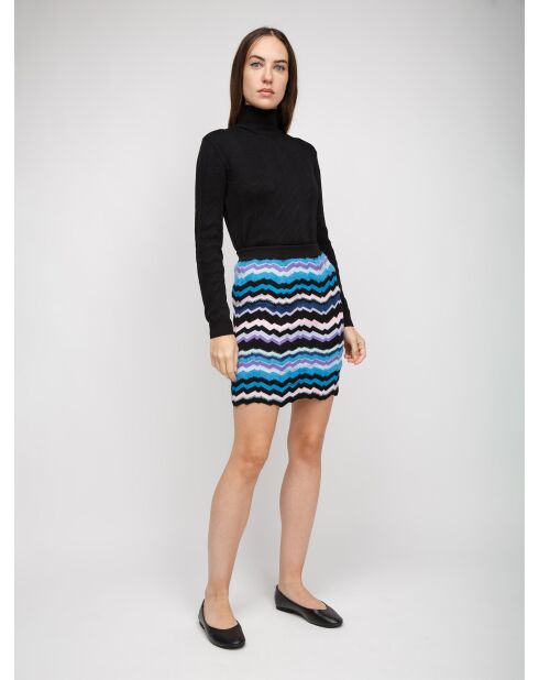 Mini jupe Lorysia multicolore sur base bleue