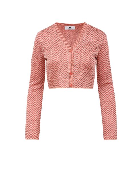 Cardigan à boutons Sybèle rayures aux tons rouges