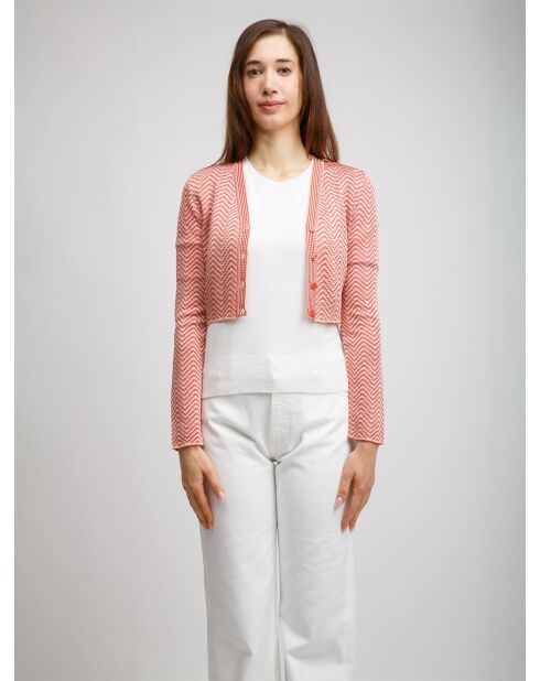 Cardigan à boutons Sybèle rayures aux tons rouges