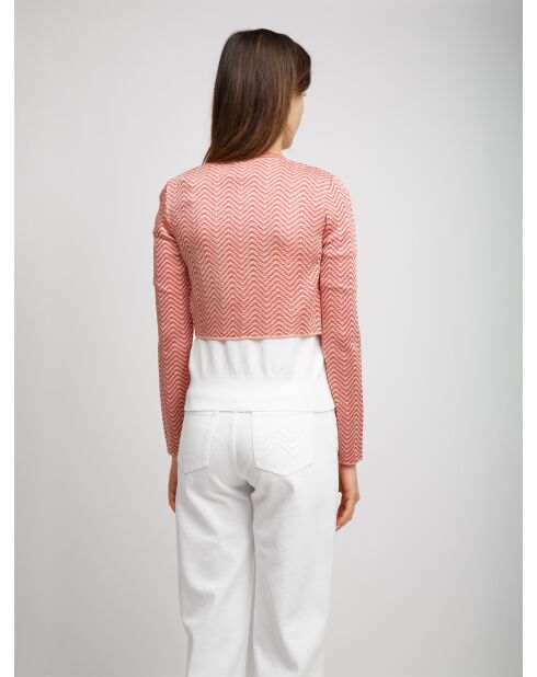 Cardigan à boutons Sybèle rayures aux tons rouges