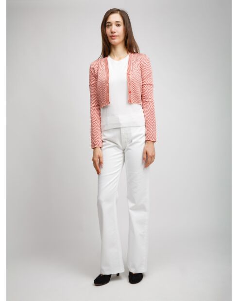 Cardigan à boutons Sybèle rayures aux tons rouges