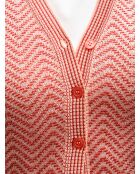 Cardigan à boutons Sybèle rayures aux tons rouges