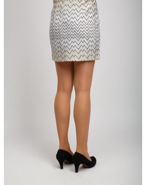 Mini jupe Ysandre tons foncés beige et blanc