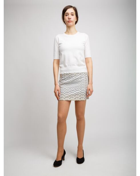 Mini jupe Ysandre tons foncés beige et blanc
