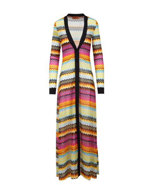 Robe gilet longue Wélya chevron foncé multicolore